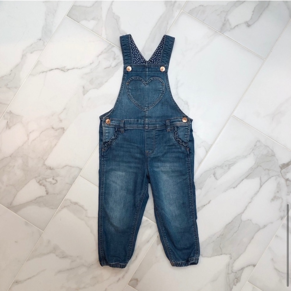 H&M Toddler Girls Heart Denim Overalls ❤️